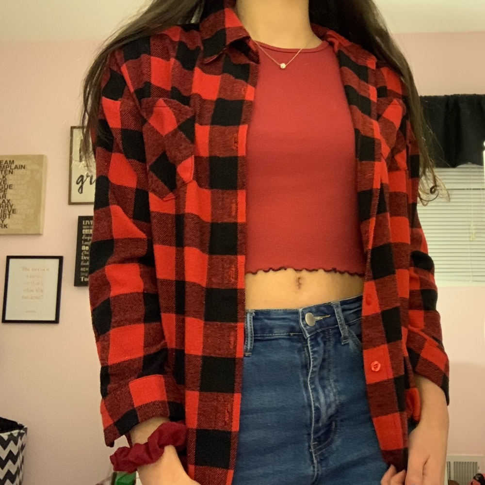 A black and red flannel